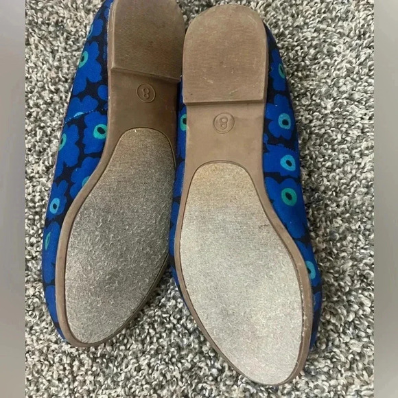 MERONA LOAFER FLAT FLOWER PRINT SHOES BLUE AND TAN FAUX LEATHER TRIM SIZE 8 - Picture 7 of 10